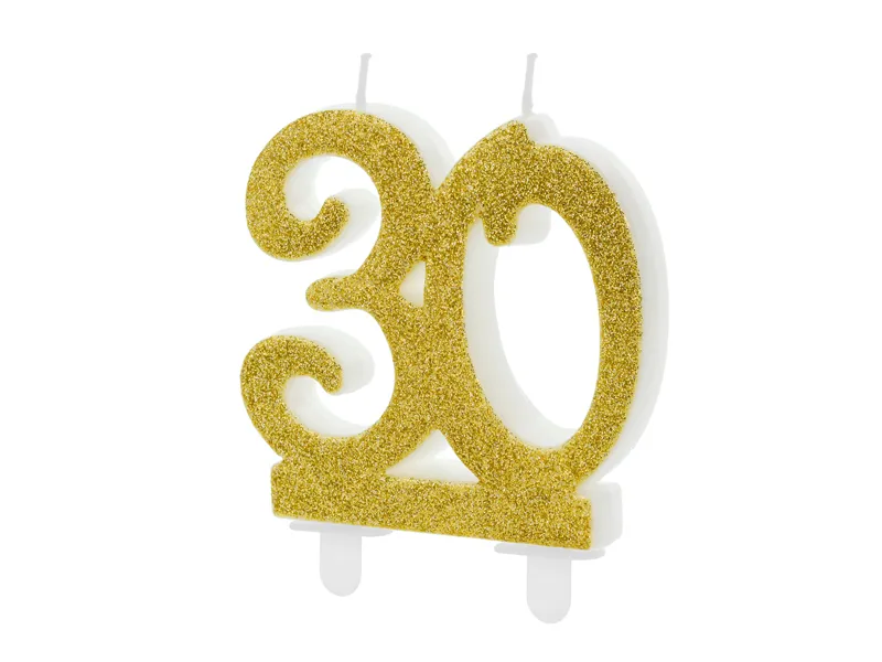 CANDELINA 30 ANNI ORO GLITTER 7.5CM SCU5-30-019