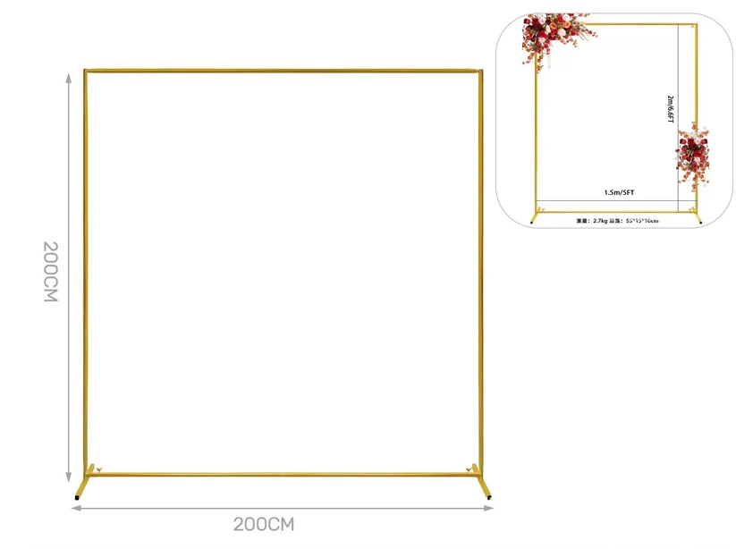 STRUTTRA IN FERRO RETTANGOLARE ORO 200X200 41412