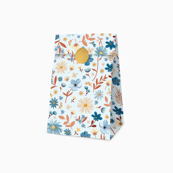 4 BUSTINE BIANCHE CON FIORI AZZURRI 7X11X20 1291013