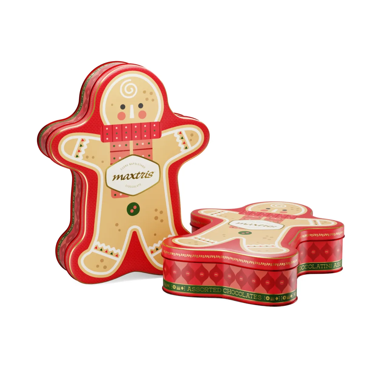 LATTA CON CIOCCOLATINI MAXTRIS OMINO PAN DI ZENZERO CHRISTMAS BOULE 96GR NATOM96