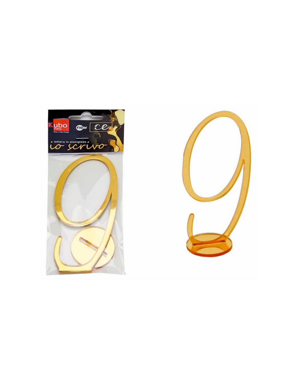 PLEXI NUMERO 9 IN CORSIVO CON SUPPORTO 14 CM