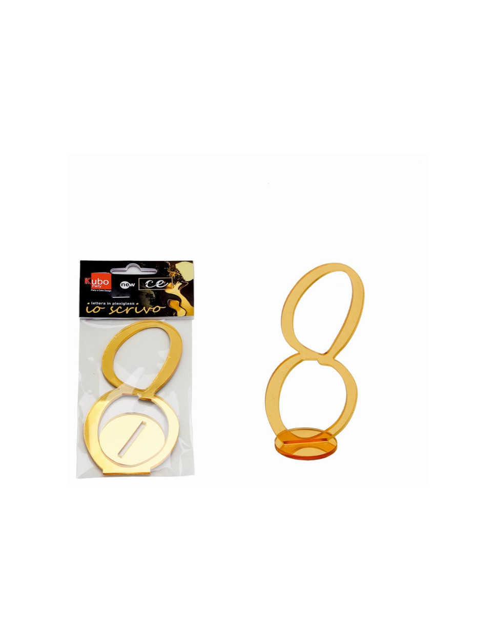 PLEXI NUMERO 8 IN CORSIVO CON SUPPORTO 14 CM