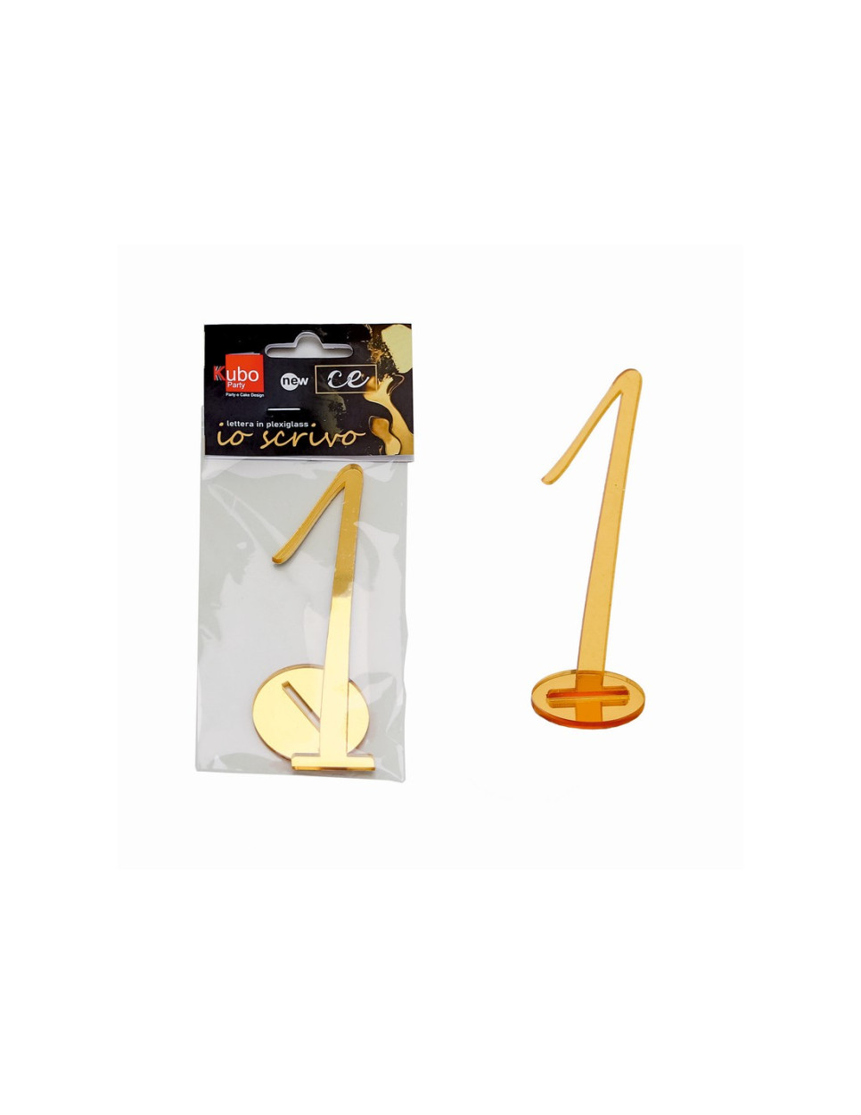 PLEXI NUMERO 1 IN CORSIVO CON SUPPORTO 14 CM