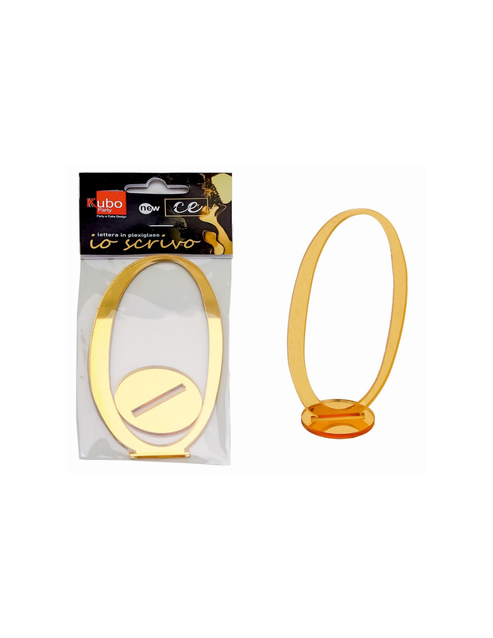 PLEXI NUMERO 0 IN CORSIVO CON SUPPORTO 14 CM