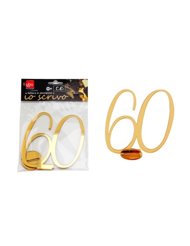 PLEXI NUMERO 60 IN CORSIVO CON SUPPORTO 14 CM