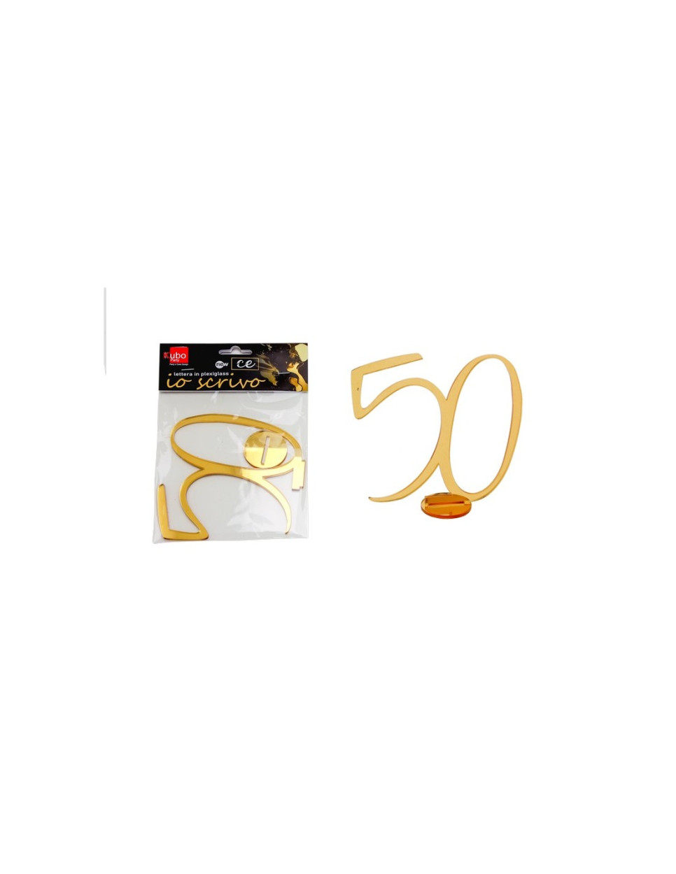 PLEXI NUMERO 50 IN CORSIVO CON SUPPORTO 14 CM