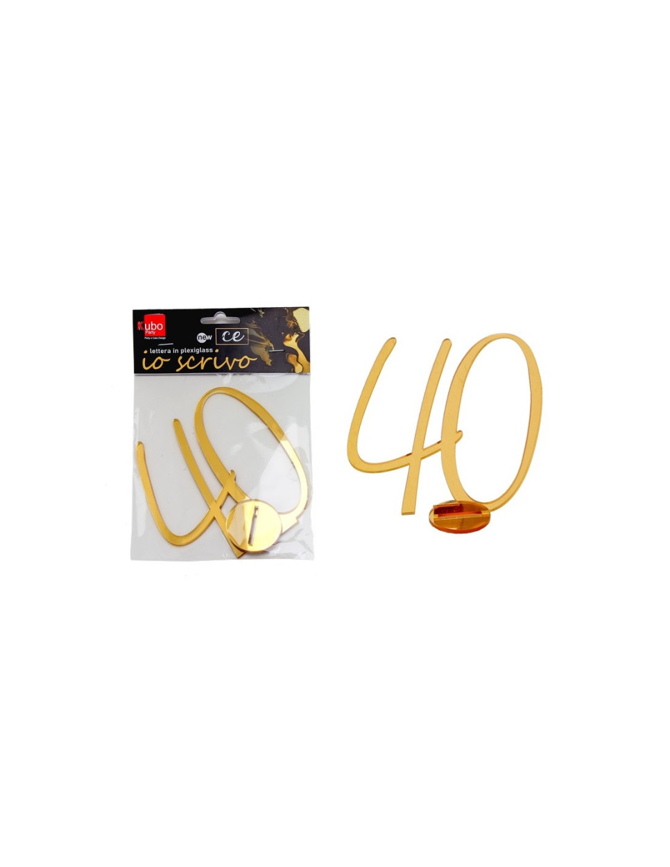 PLEXI NUMERO 40 IN CORSIVO CON SUPPORTO 14 CM