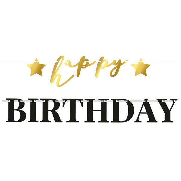FESTONE HAPPY BIRTHDAY NERO E ORO MT1.70 54601