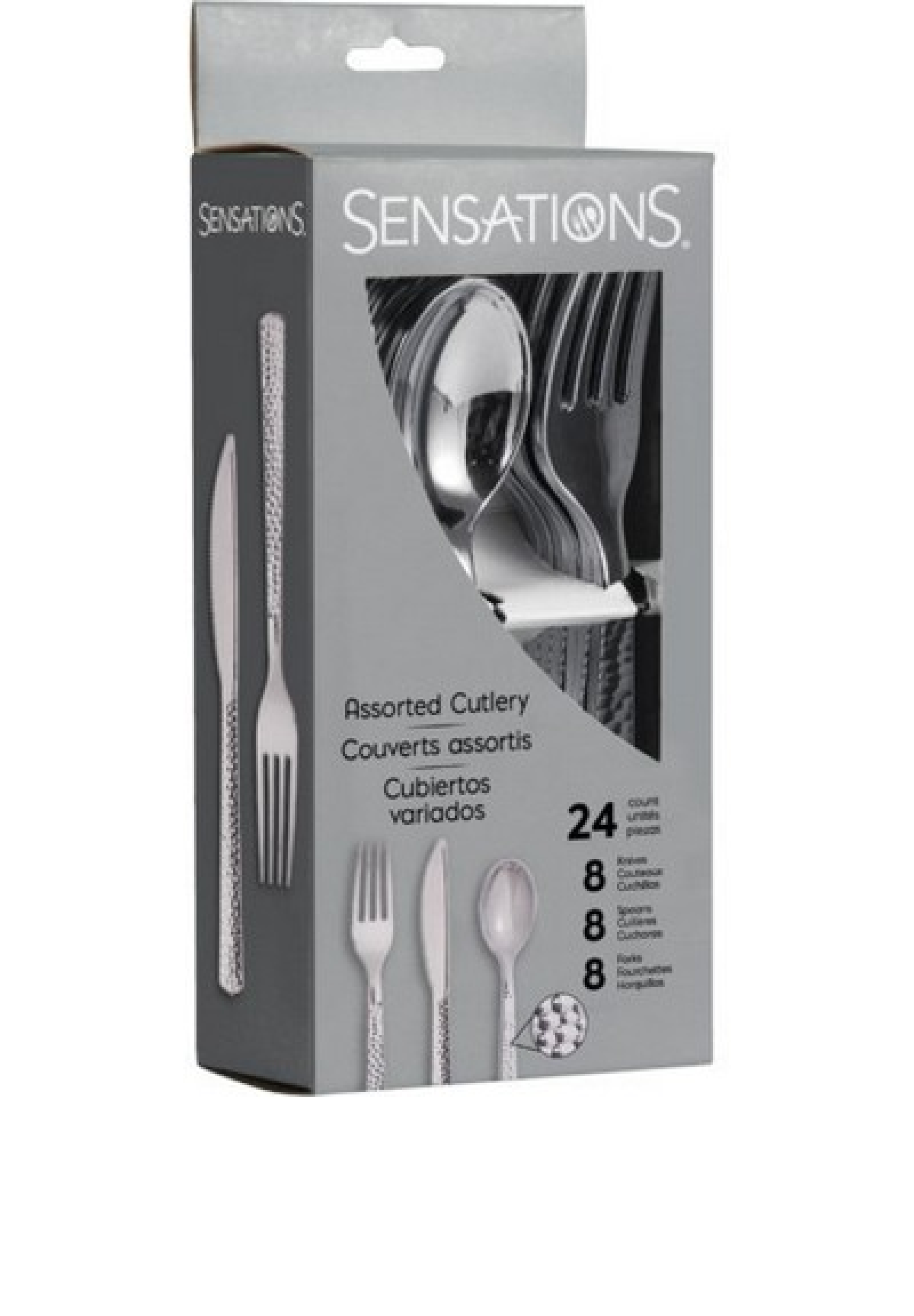 POSATE IN PLASTICA METALLIZZATE ARGENTO HAMMERED – 24 PZ 8C339401 - Vista 2
