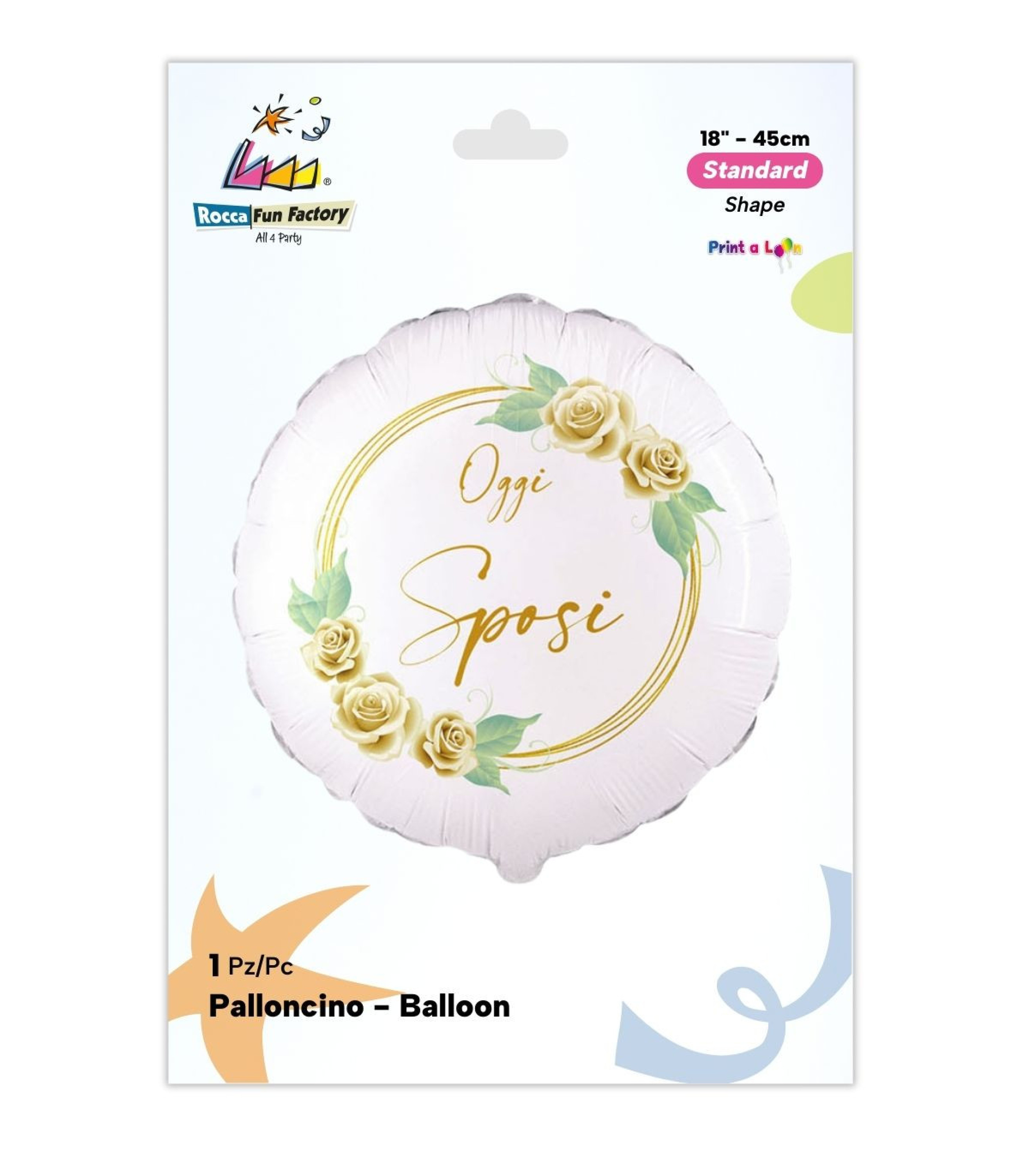 PALLONE FOIL 18" OGGI SPOSI ROSE BIANCHE PAL1033-18 - Vista 2