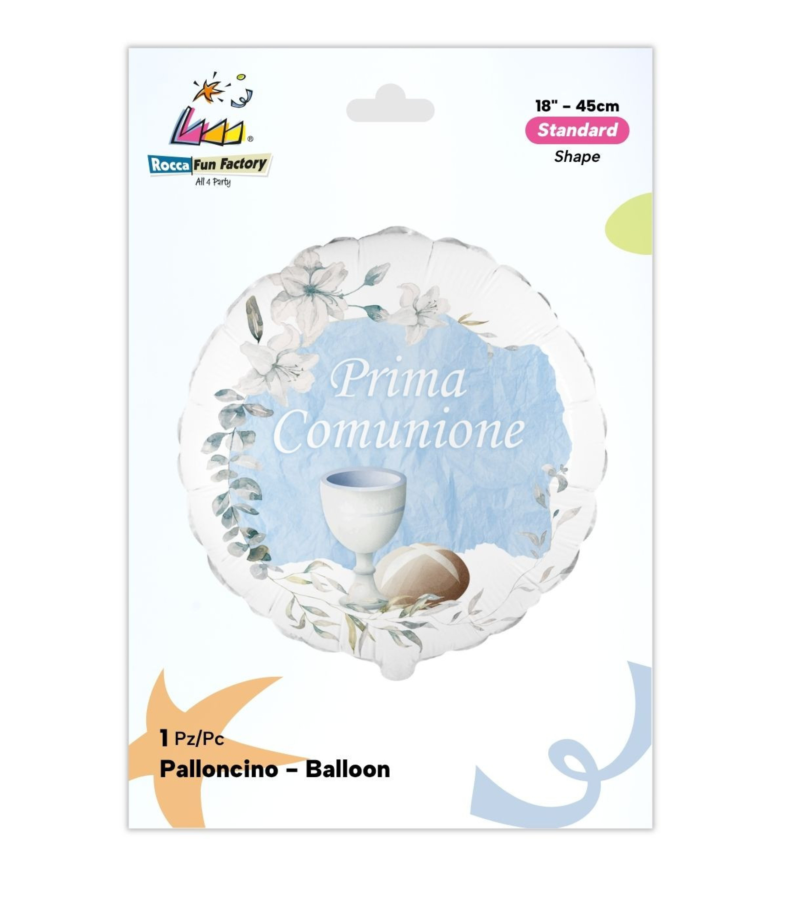 PALLONE FOIL 18" PRIMA COMUNIONE SABBIA CELESTE PAL2073-18 - Vista 2