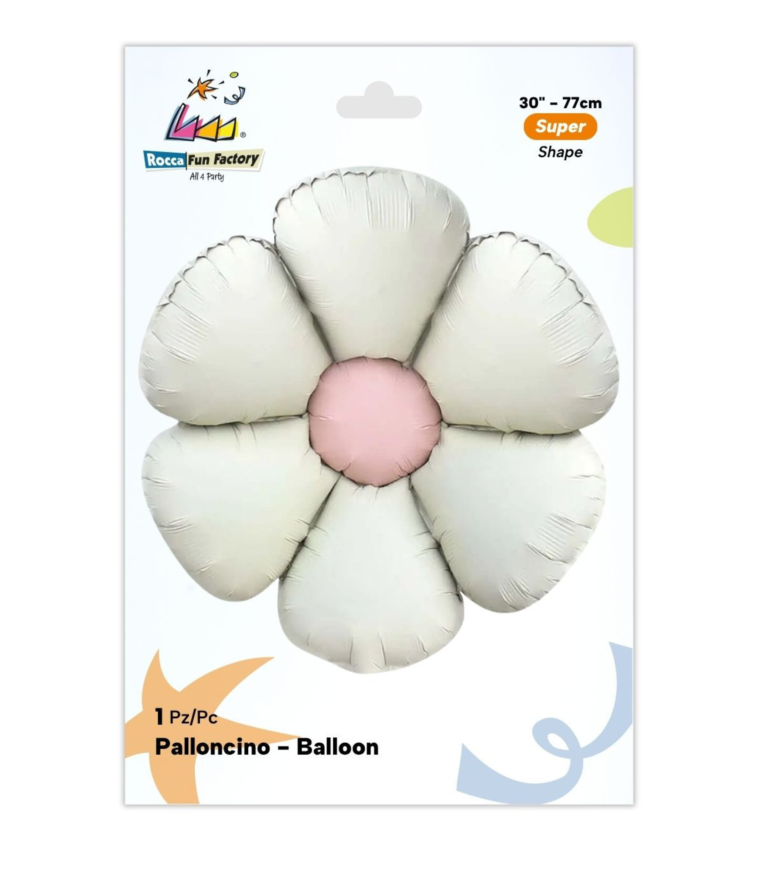 PALLONE FOIL SUPER SHAPE MARGHERITA BIANCO SATINATO 19334-01 - Vista 2