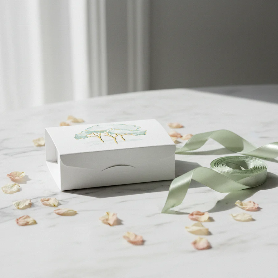10 GIFT CON INSERTO 80X80X30 INTRECCIO VERDE CON ORO A CALDO 100151C - Vista 2
