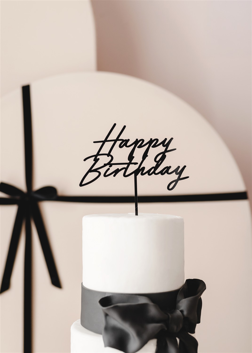 CAKE TOPPER HAPPY BIRTHDAY NERO 16.5CM KPT79 - Vista 2