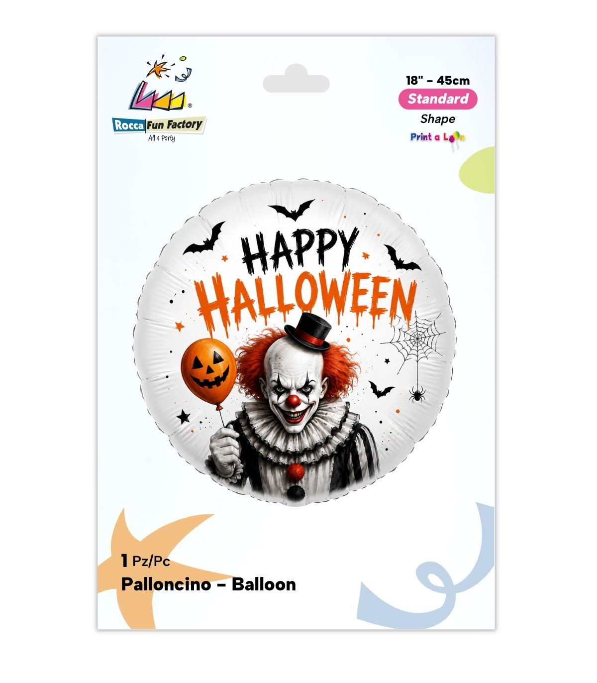 PALLONE FOIL 18" HALLOWEEN CLOWN PAL2292-18 - Vista 2
