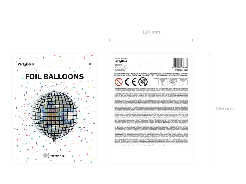 PALLONE FOIL 18" DISCO BALL ARGENTO DISCOTECA FB36-KARTON - Vista 2