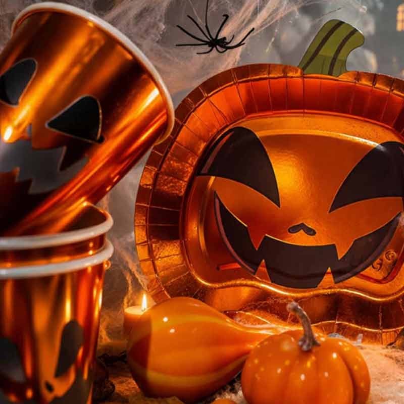 6 PIATTI CM21X19 PUMPKIN HALLOWEEN ZUCCA 77600 - Vista 2