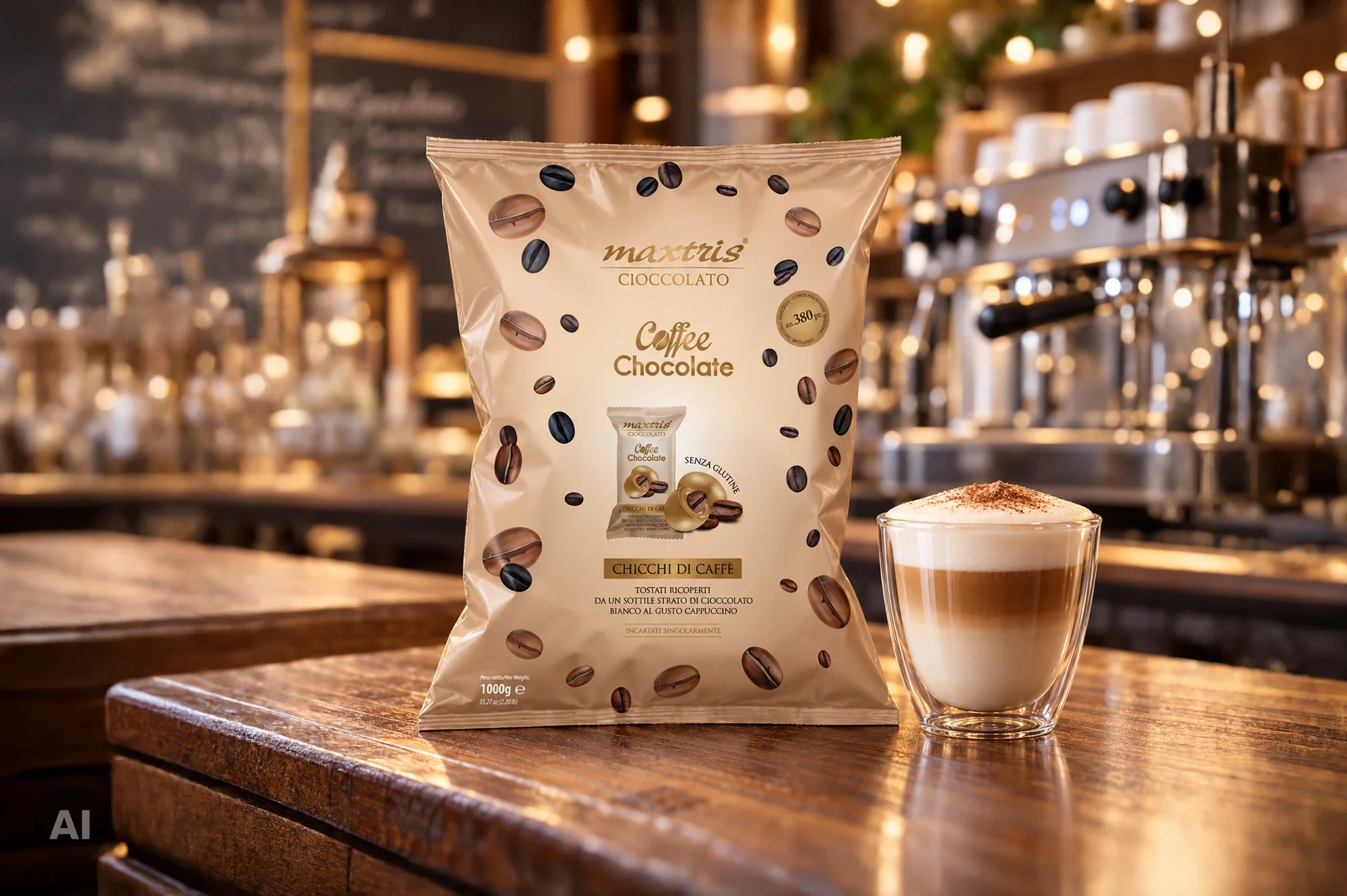 CONFETTI MAXTRIS CON CHICCO DI CAFFE E CIOCCOLATO BIANCO AL CAPPUCCINO 1KG CBCHOCOFB - Vista 3