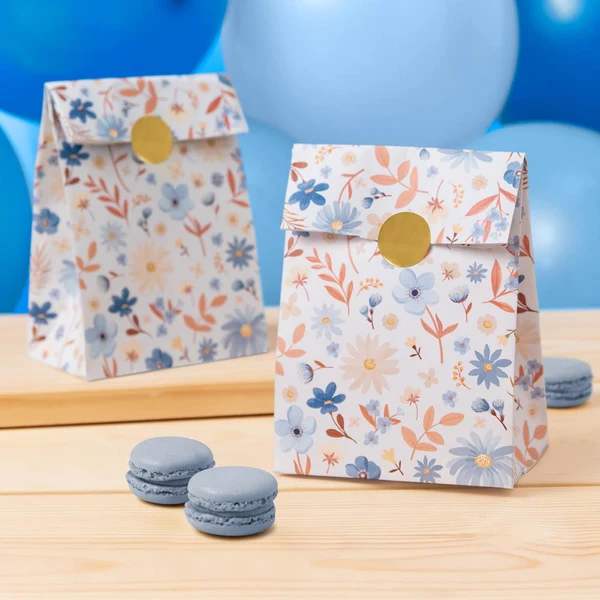 4 BUSTINE BIANCHE CON FIORI AZZURRI 7X11X20 1291013 - Vista 7