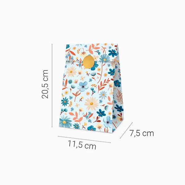 4 BUSTINE BIANCHE CON FIORI AZZURRI 7X11X20 1291013 - Vista 5