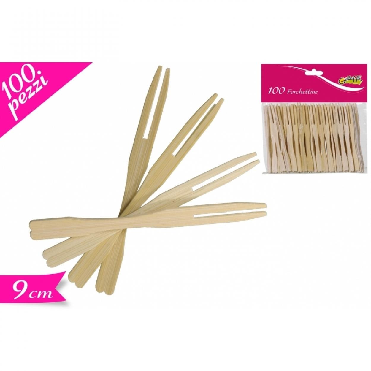 SET 100 FORCHETTINE LEGNO CM.9 705906