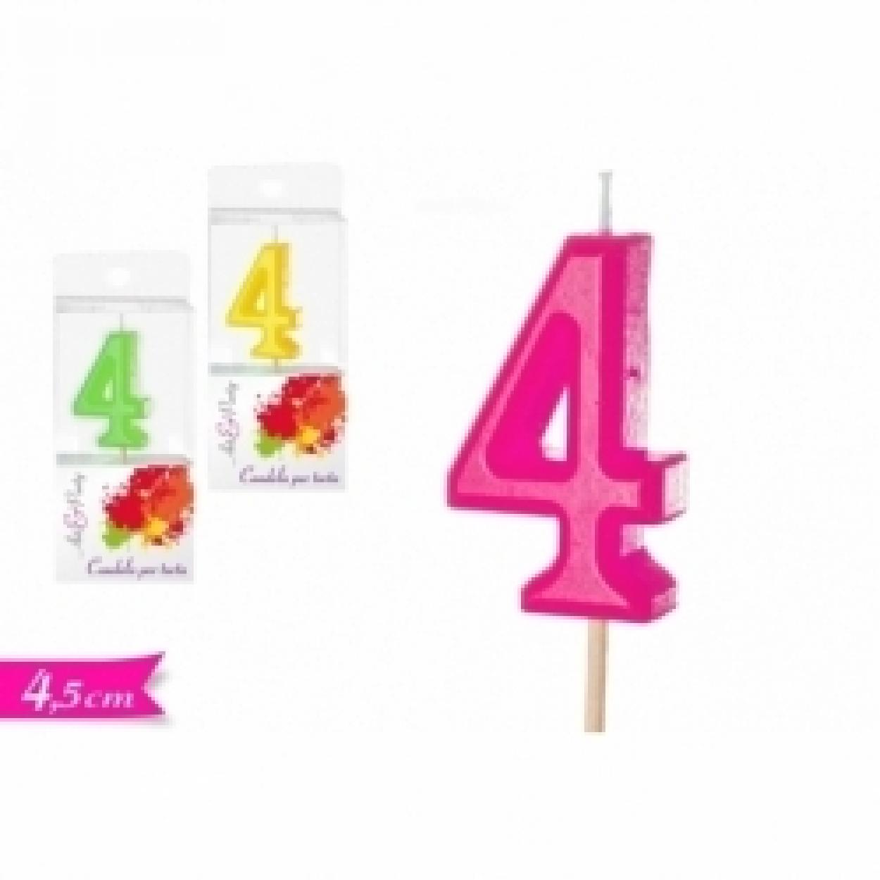CANDELA NUMERALE 4 COLORI ASSORTITI 543534