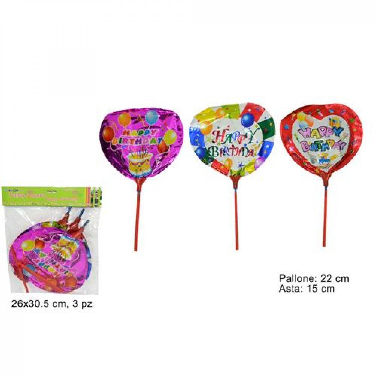 PALLONCINI MYLAR CUORE HAPPY BIRTHDAY PZ.3 081501