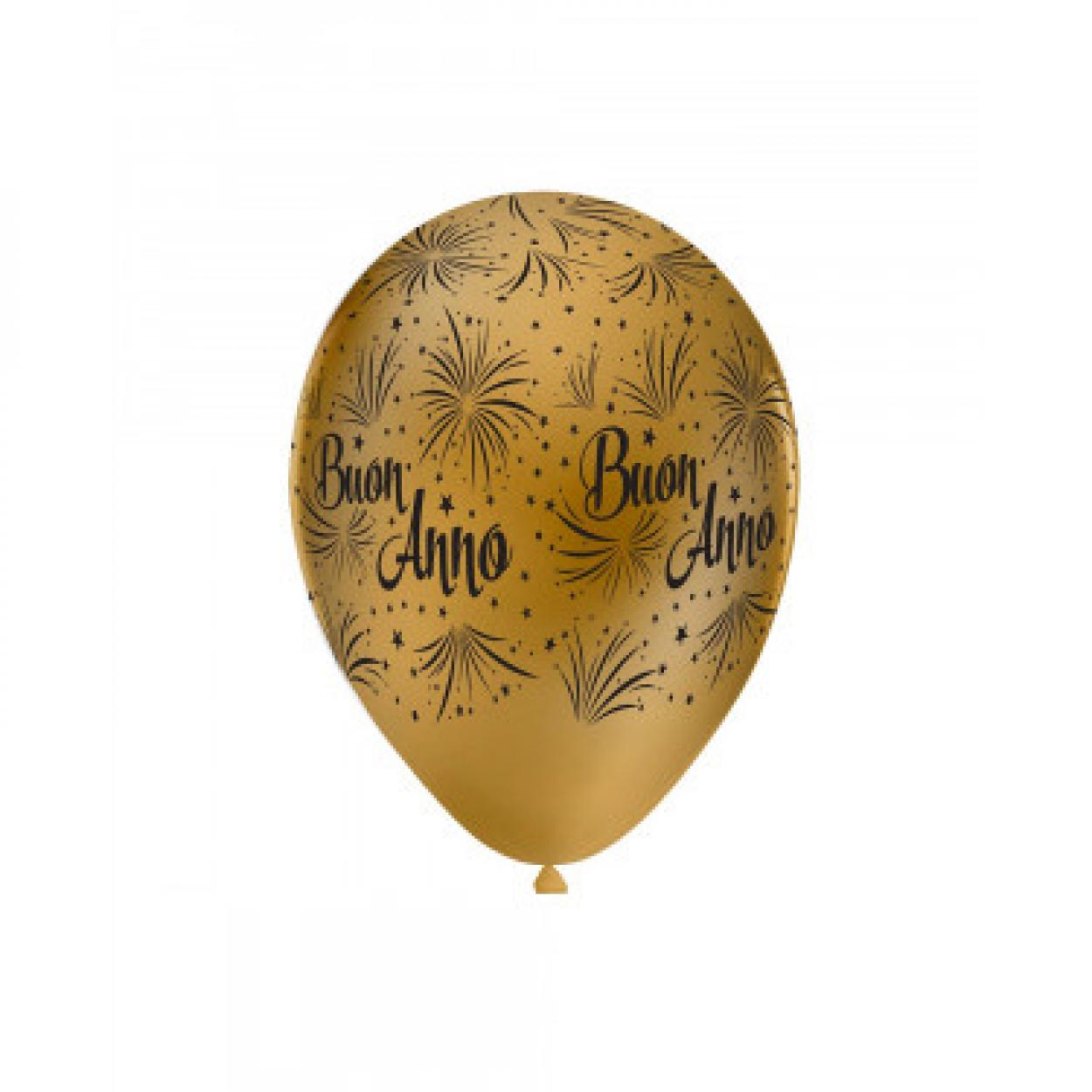 100 PALLONCINI 11" BUON ANNO ORO METAL GLO63-66