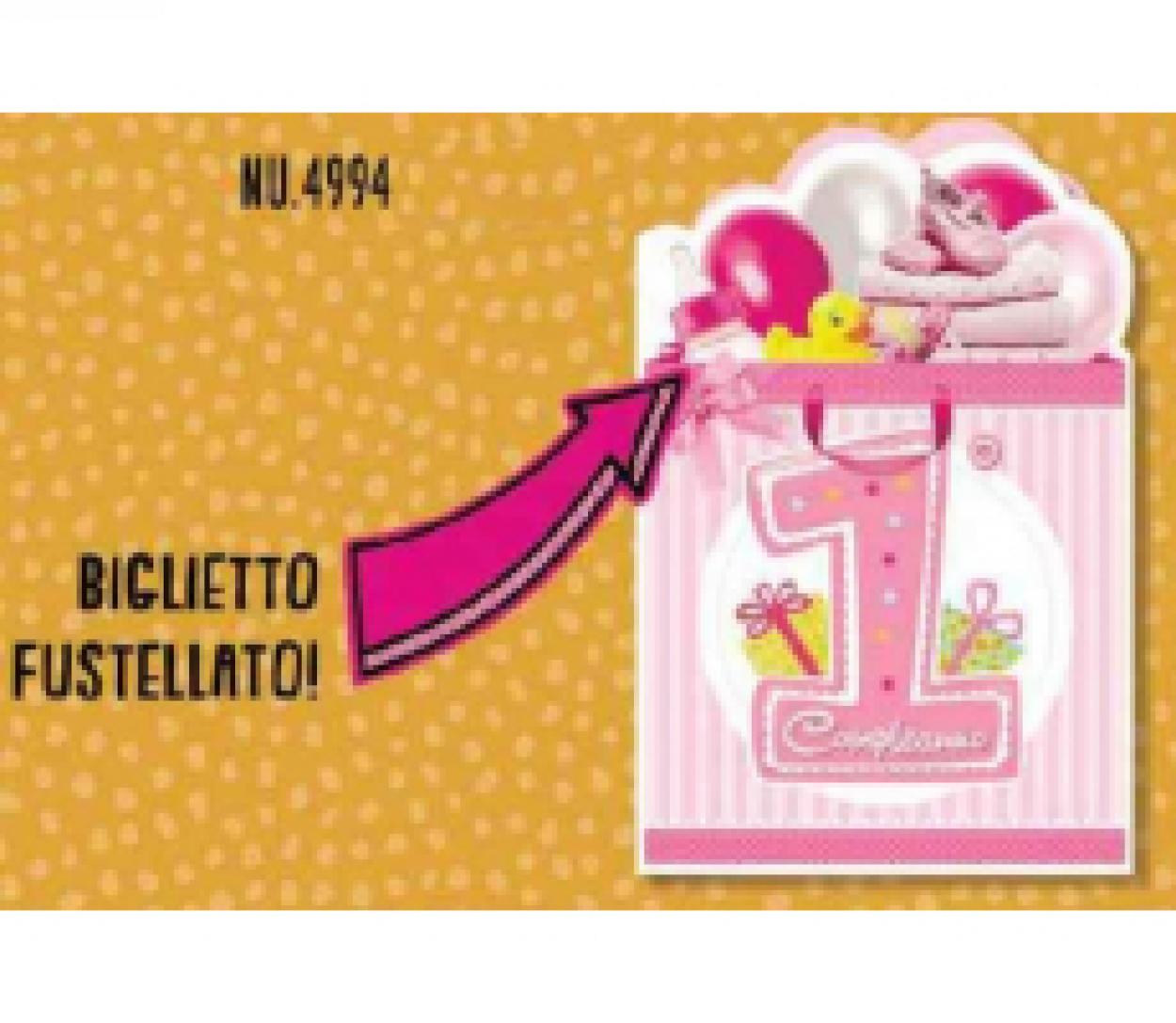 BIGLIETTO FUSTELLATO 1 ANNO ROSA NU4994